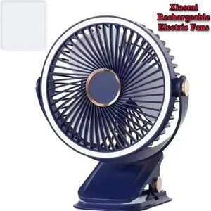 New Xiaomi Rechargeable Electric Fans Color Blue With LED Light Clipon